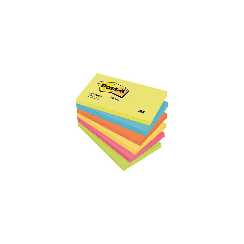 Produktbild för Post-it 655-TFEN - anteckningar - 127 x 76 mm - 600 ark (6 x 100)