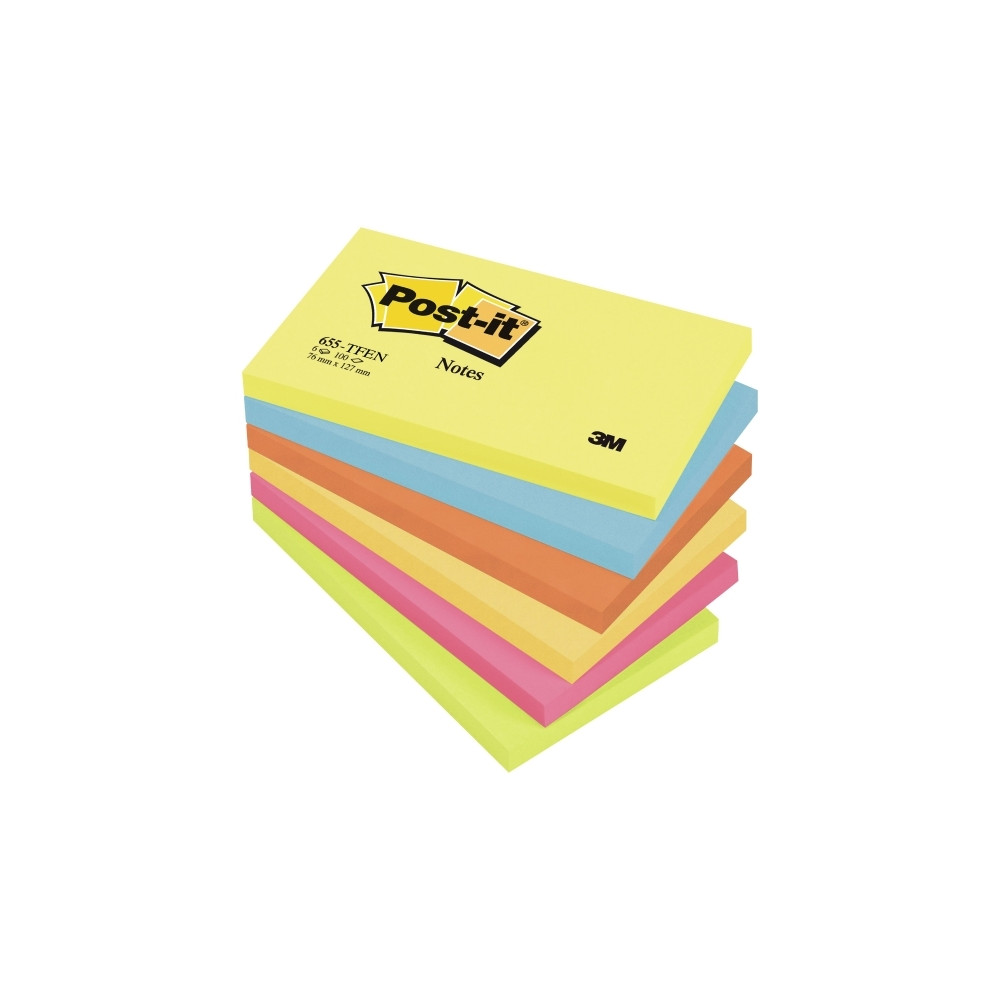 Produktbild för Post-it 655-TFEN - anteckningar - 127 x 76 mm - 600 ark (6 x 100)