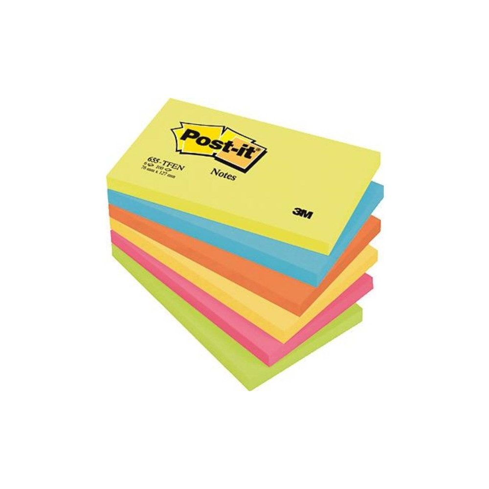 Produktbild för Post-it 655-TFEN - anteckningar - 127 x 76 mm - 600 ark (6 x 100)