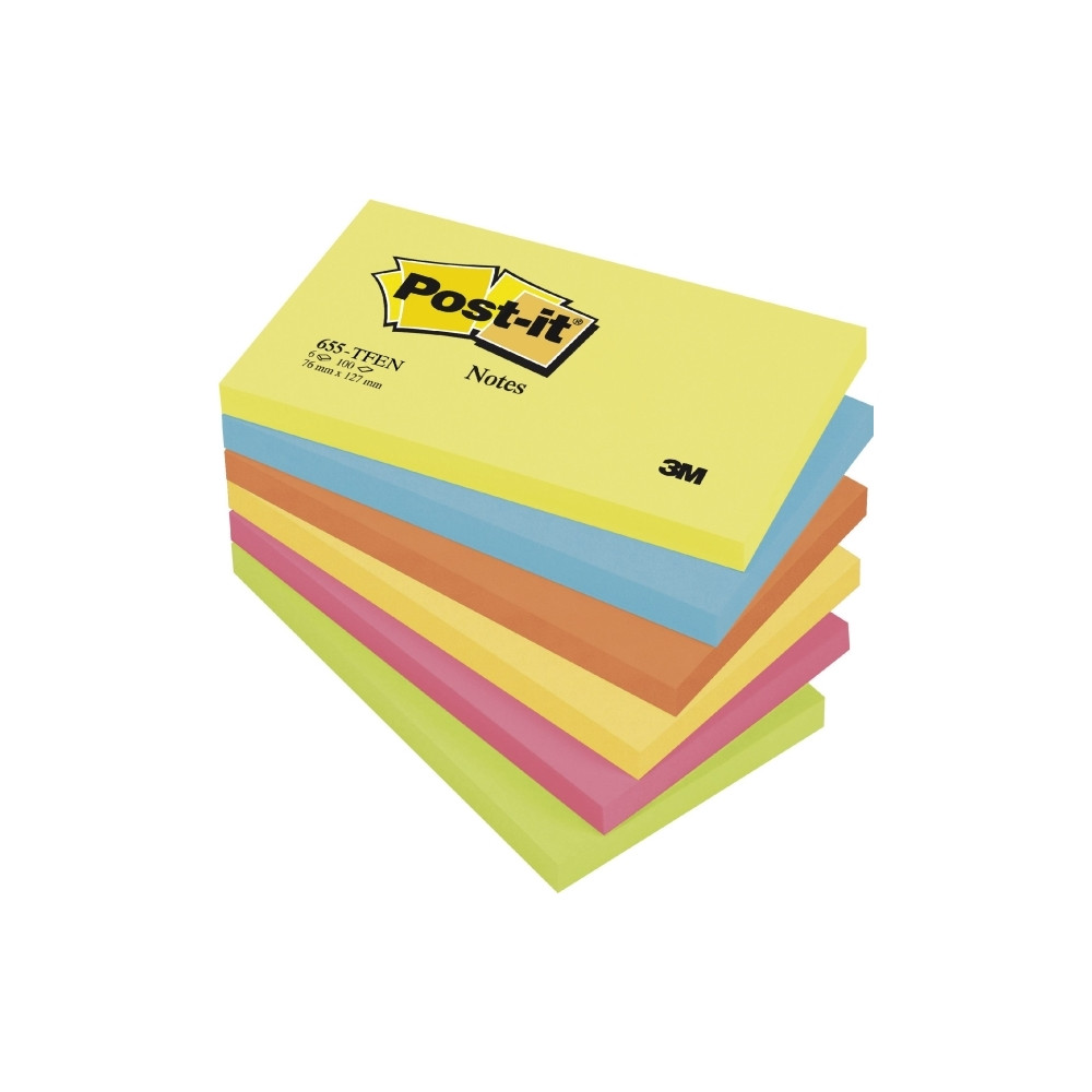Produktbild för Post-it 655-TFEN - anteckningar - 127 x 76 mm - 600 ark (6 x 100)