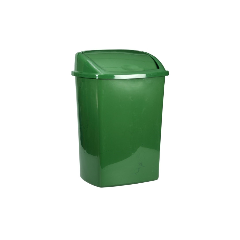 Produktbild för Papperskorg, V-del, mörkgrön, plast, 8 l, med svängbart lock...