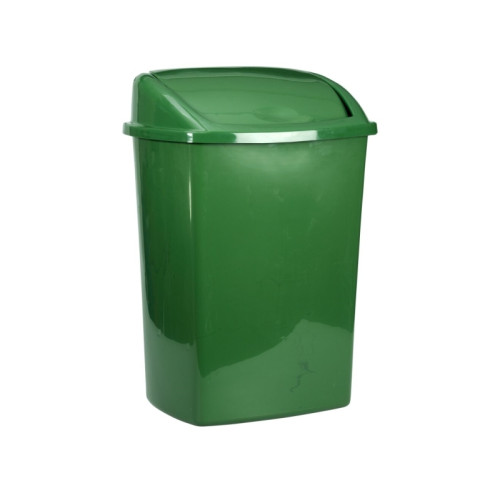 V-Part Papperskorg, V-del, mörkgrön, plast, 8 l, med svängbart lock...