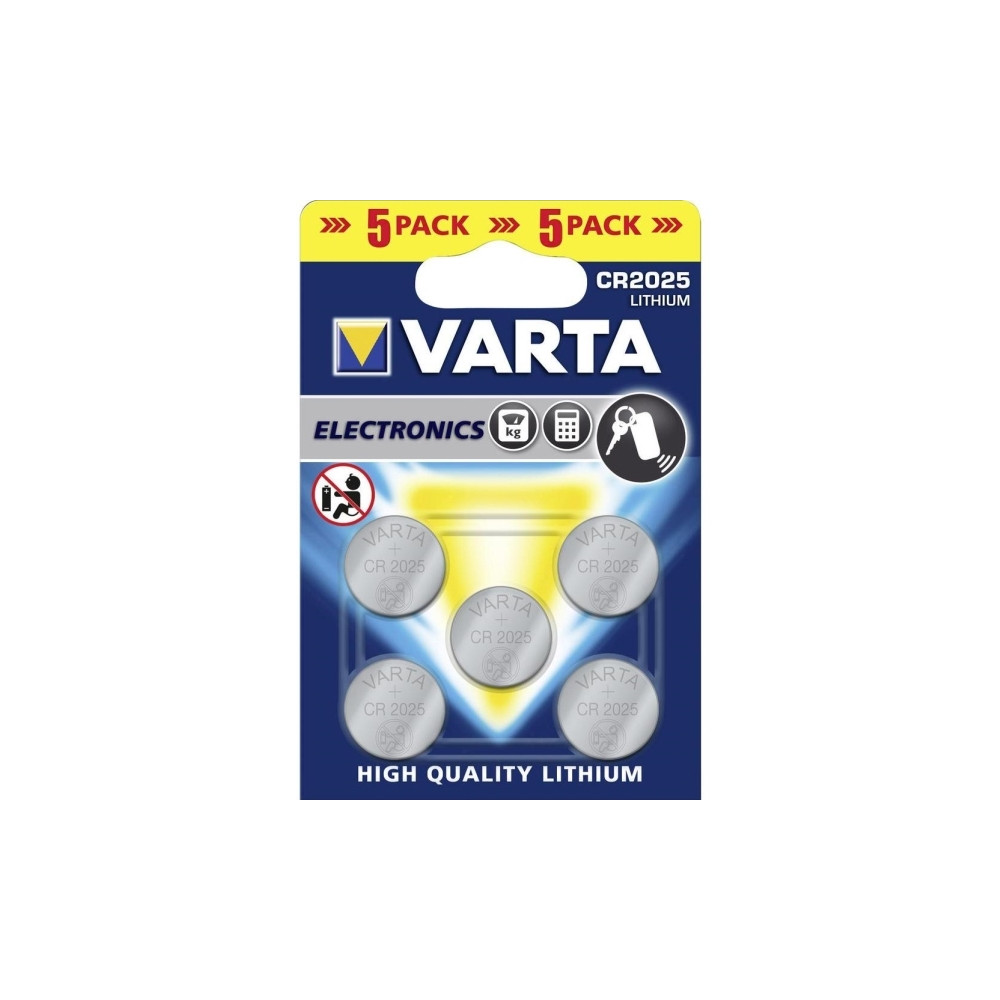 Produktbild för Varta 6025101415, engångsbatteri, CR2025, litium, 3 V, 5 st,...