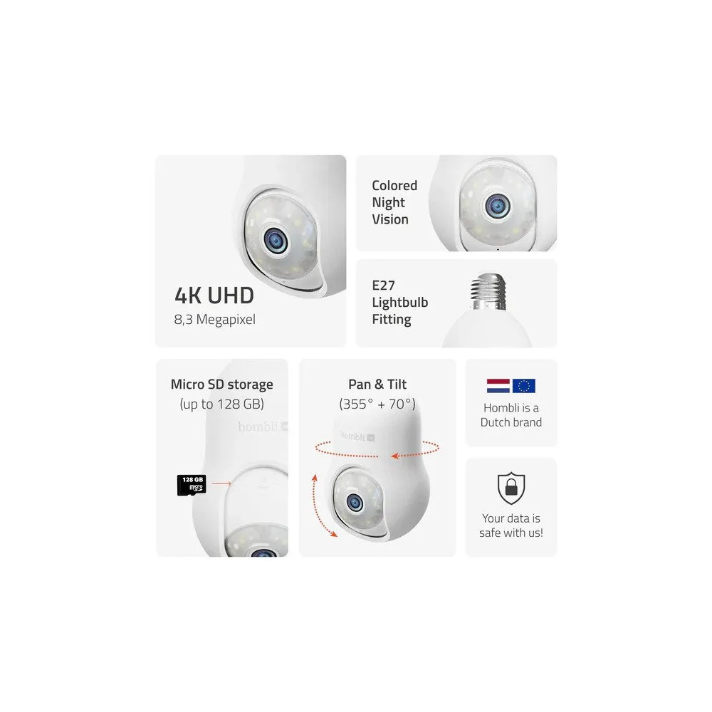 Produktbild för Hombli Bulb Cam 4K övervakningskamera