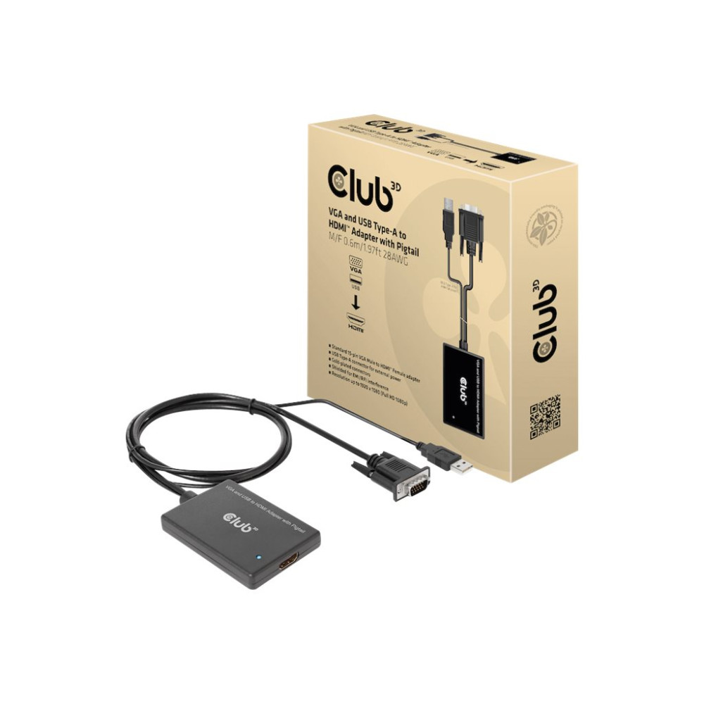 Produktbild för Club 3D videokort - HDMI / VGA - 60 cm