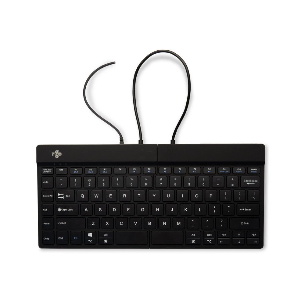 Produktbild för R-Go Split Ergonomiskt Tangentbord, QWERTY (US), svart, trådbunden - tangentbord - QWERTY - amerikansk - svart Inmatningsenhet