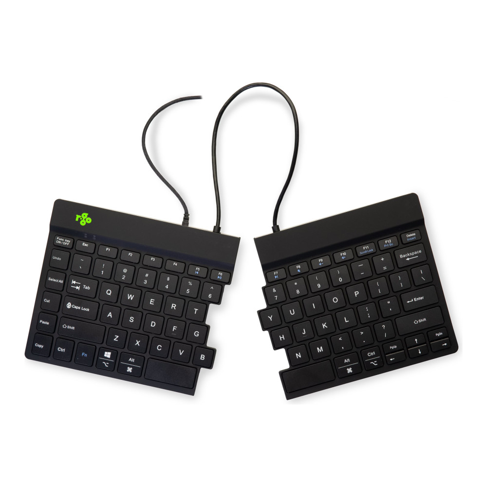 Produktbild för R-Go Split Ergonomiskt Tangentbord, QWERTY (US), svart, trådbunden - tangentbord - QWERTY - amerikansk - svart Inmatningsenhet