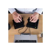 Produktbild för R-Go Split Ergonomiskt Tangentbord, QWERTY (US), svart, trådbunden - tangentbord - QWERTY - amerikansk - svart Inmatningsenhet