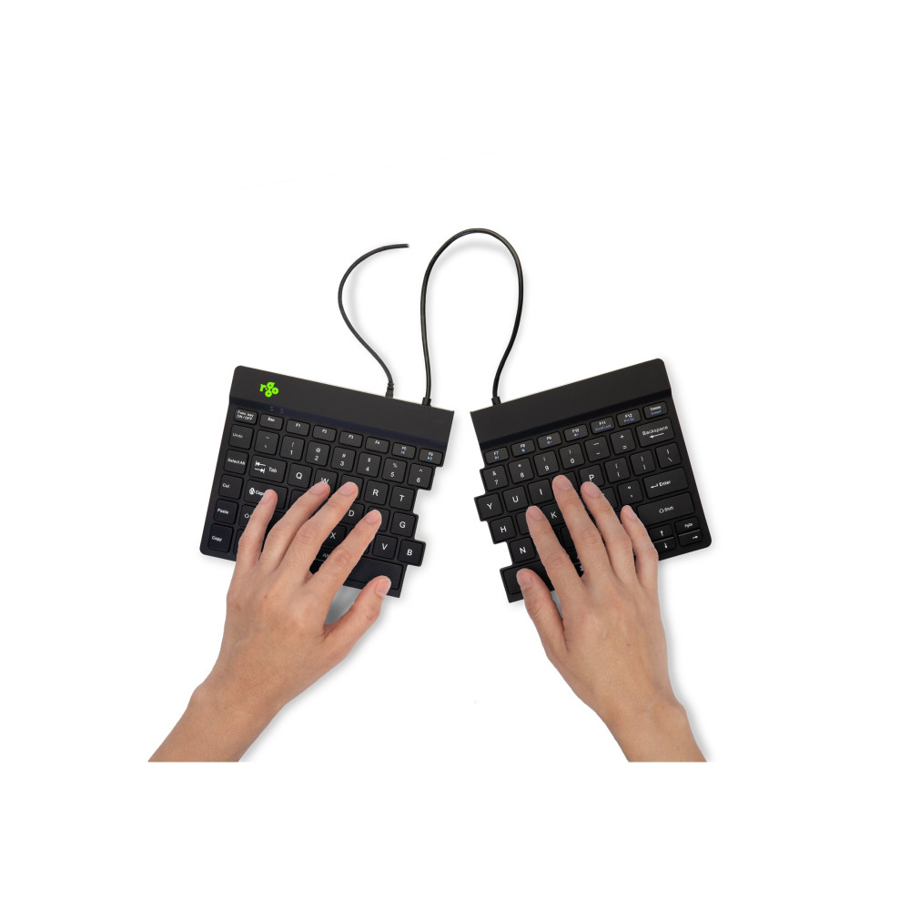 Produktbild för R-Go Split Ergonomiskt Tangentbord, QWERTY (US), svart, trådbunden - tangentbord - QWERTY - amerikansk - svart Inmatningsenhet