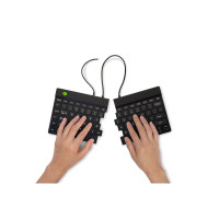 Produktbild för R-Go Split Ergonomiskt Tangentbord, QWERTY (US), svart, trådbunden - tangentbord - QWERTY - amerikansk - svart Inmatningsenhet