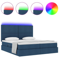 Produktbild för LED förvaringssäng med madrass Blå 180 x 200 cm Tyg