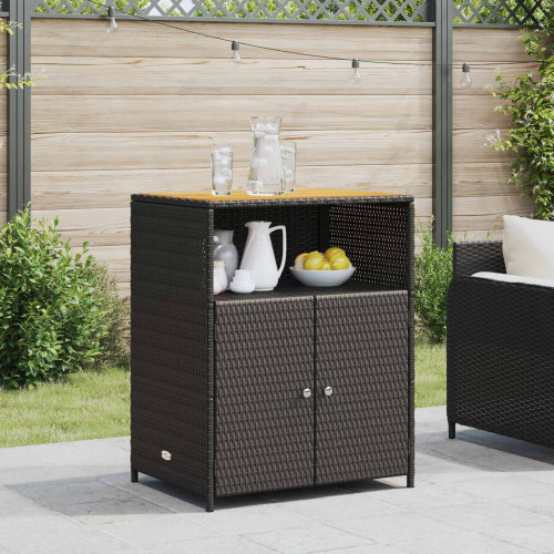 vidaXL Skåp med hylla Svart 70 x 50 x 87 cm Polyester och Roly Rattan