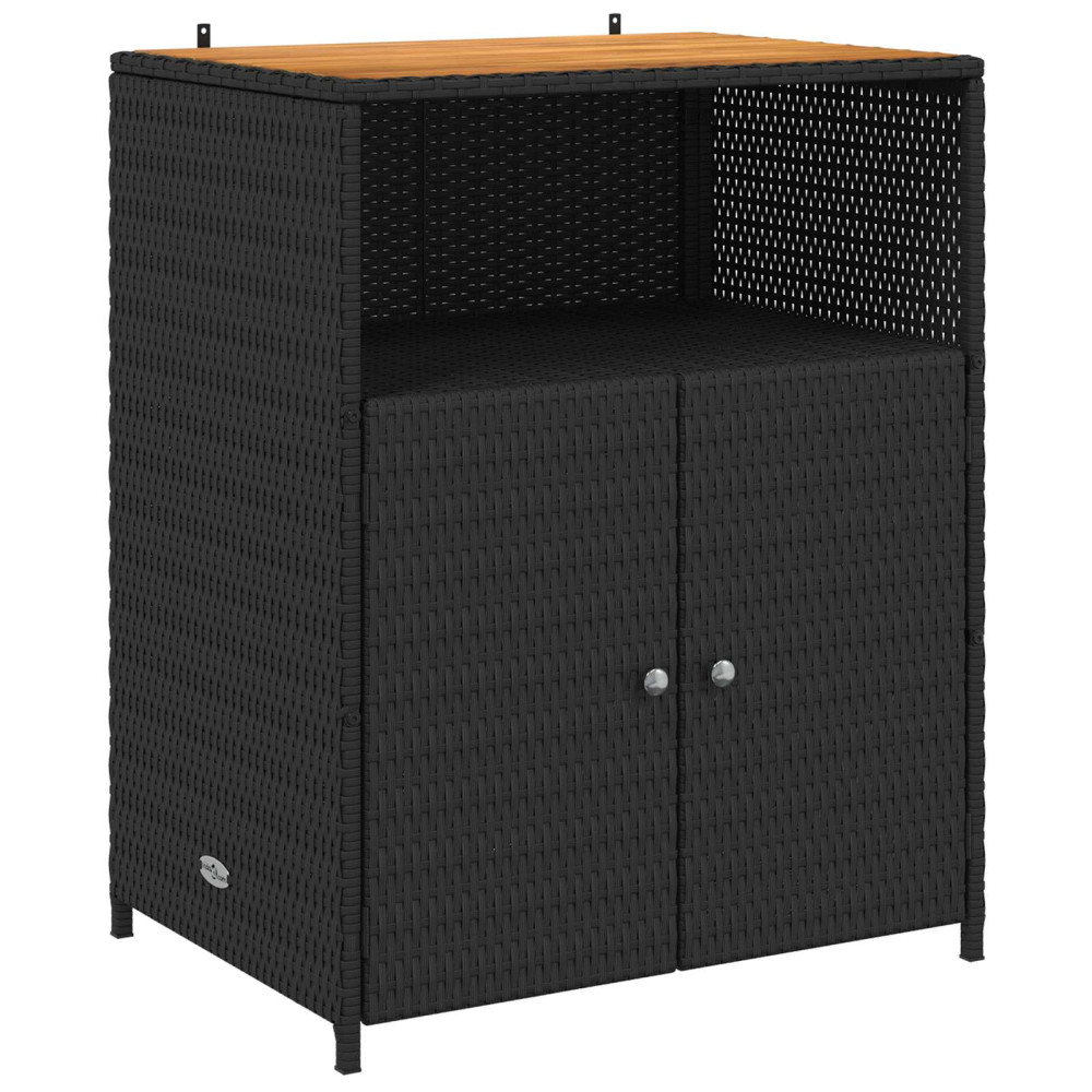 Produktbild för Skåp med hylla Svart 70 x 50 x 87 cm Polyester och Roly Rattan