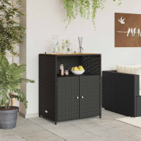 Produktbild för Skåp med hylla Svart 70 x 50 x 87 cm Polyester och Roly Rattan