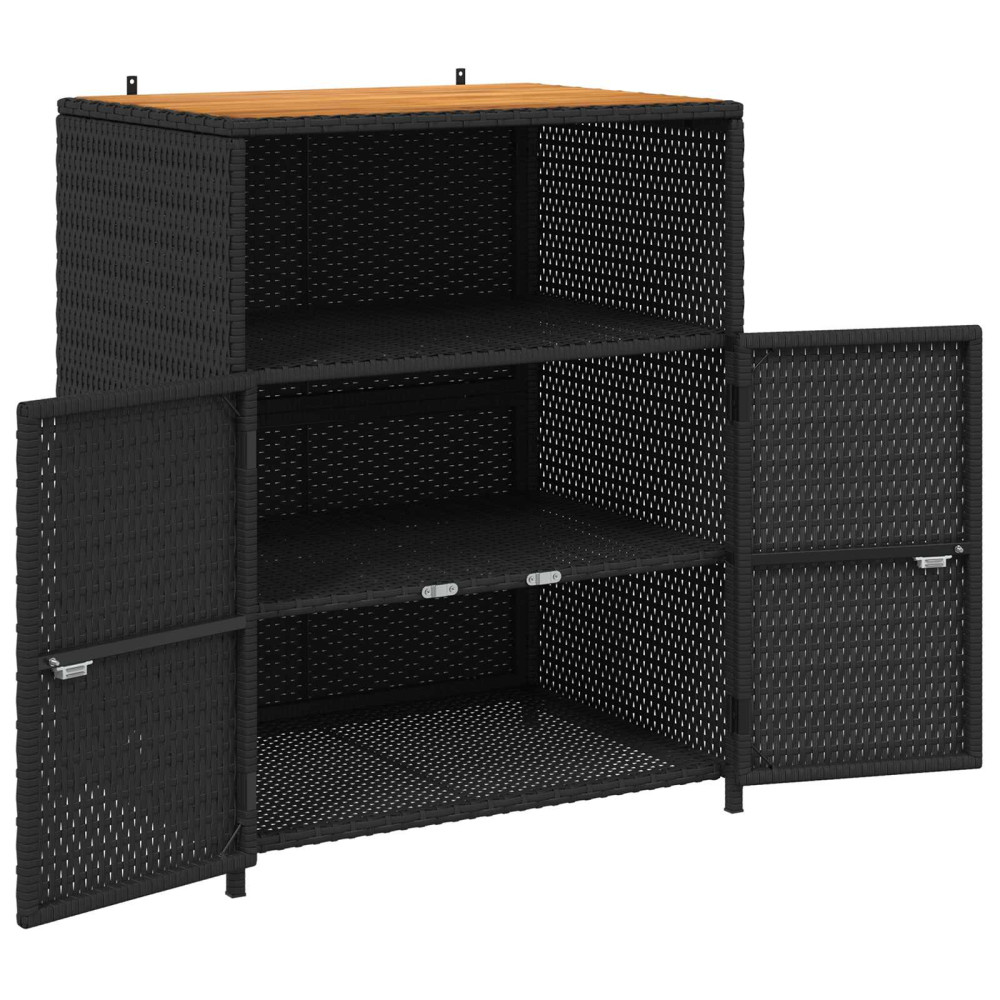 Produktbild för Skåp med hylla Svart 70 x 50 x 87 cm Polyester och Roly Rattan