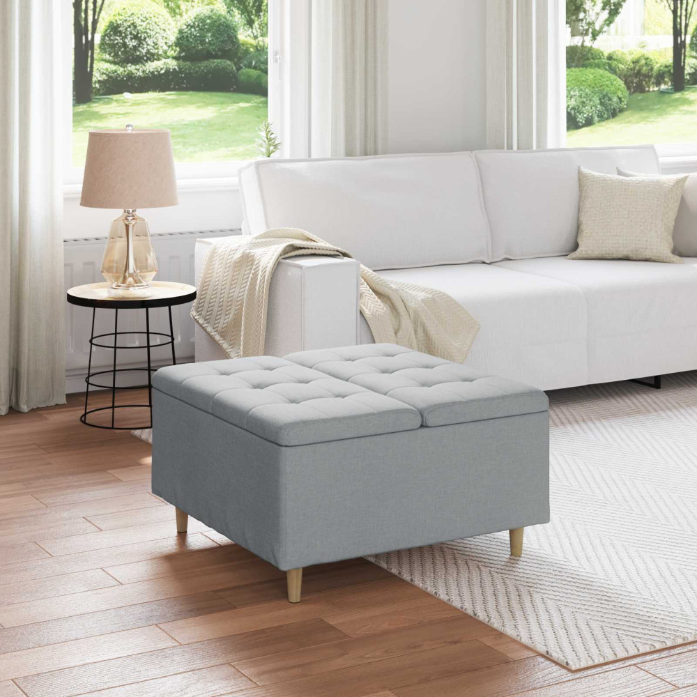 Produktbild för Förvaringspall med kudde Ljusgrå 80 x 80 x 45 cm tyg