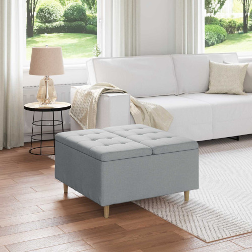 vidaXL Förvaringspall med kudde Ljusgrå 80 x 80 x 45 cm tyg