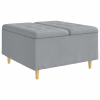 Produktbild för Förvaringspall med kudde Ljusgrå 80 x 80 x 45 cm tyg