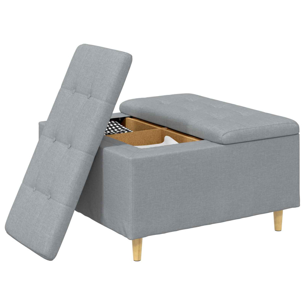 Produktbild för Förvaringspall med kudde Ljusgrå 80 x 80 x 45 cm tyg