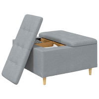 Produktbild för Förvaringspall med kudde Ljusgrå 80 x 80 x 45 cm tyg