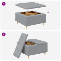 Produktbild för Förvaringspall med kudde Ljusgrå 80 x 80 x 45 cm tyg