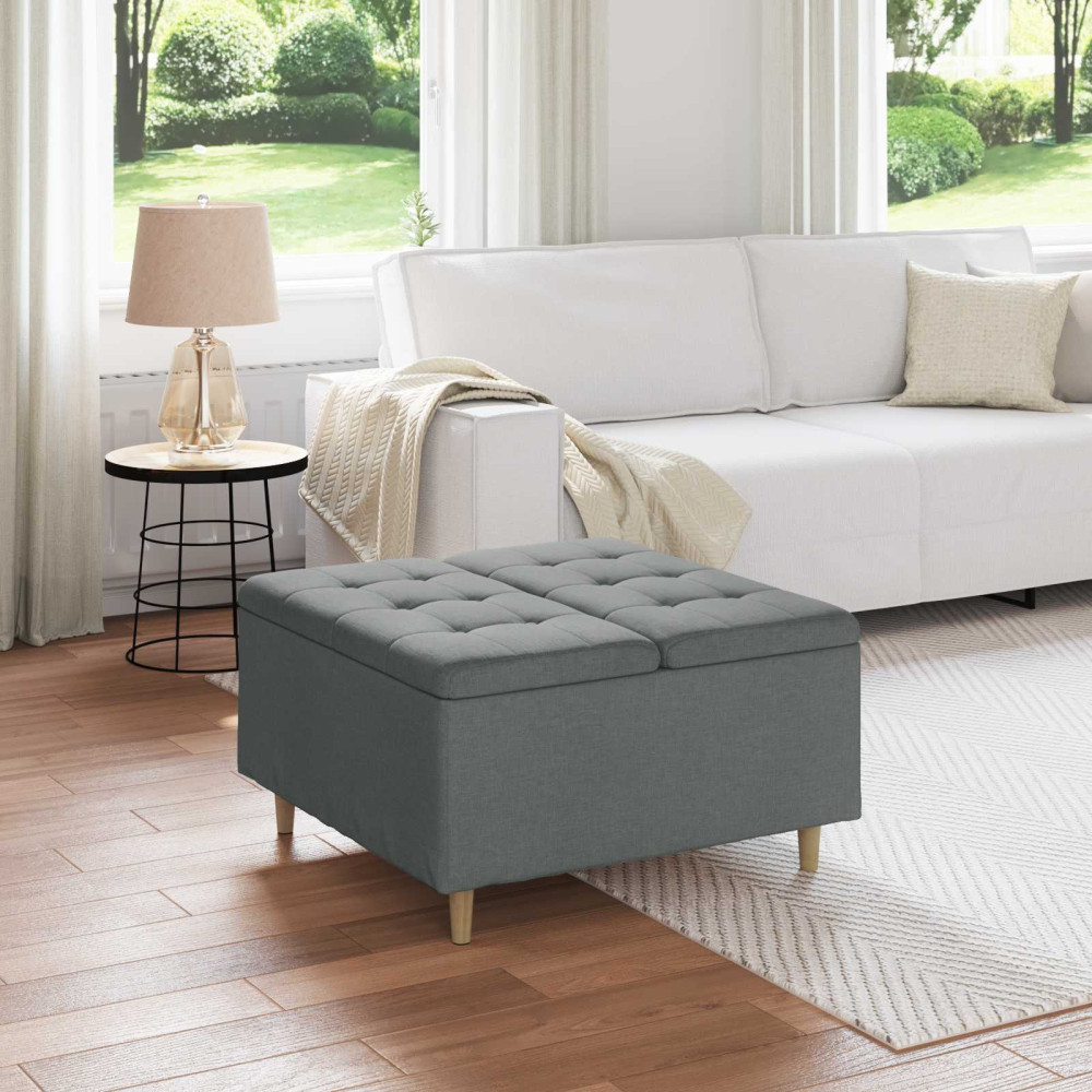 Produktbild för Förvaringspall med kudde Mörkgrå 80 x 80 x 45 cm tyg