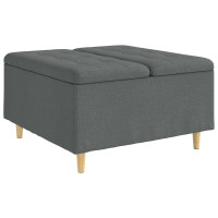 Produktbild för Förvaringspall med kudde Mörkgrå 80 x 80 x 45 cm tyg