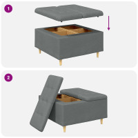 Produktbild för Förvaringspall med kudde Mörkgrå 80 x 80 x 45 cm tyg