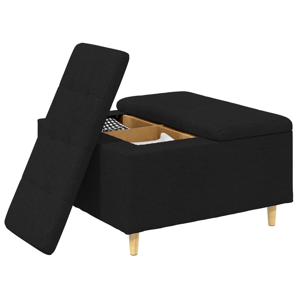 Produktbild för Förvaringspall med kudde Svart 80 x 80 x 45 cm tyg