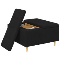 Produktbild för Förvaringspall med kudde Svart 80 x 80 x 45 cm tyg