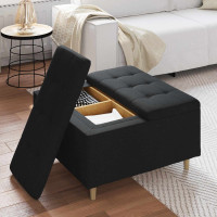Produktbild för Förvaringspall med kudde Svart 80 x 80 x 45 cm tyg