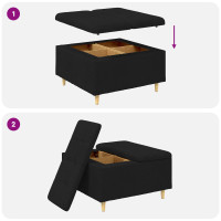 Produktbild för Förvaringspall med kudde Svart 80 x 80 x 45 cm tyg
