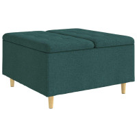 Produktbild för Förvaringspall med kudde Mörkgrön 80 x 80 x 45 cm tyg