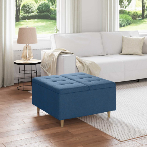 vidaXL Förvaringspall med kudde Blå 80 x 80 x 45 cm tyg