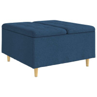 Produktbild för Förvaringspall med kudde Blå 80 x 80 x 45 cm tyg