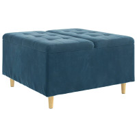 Produktbild för Förvaringspall med kudde Blå 80 x 80 x 45 cm Sammet
