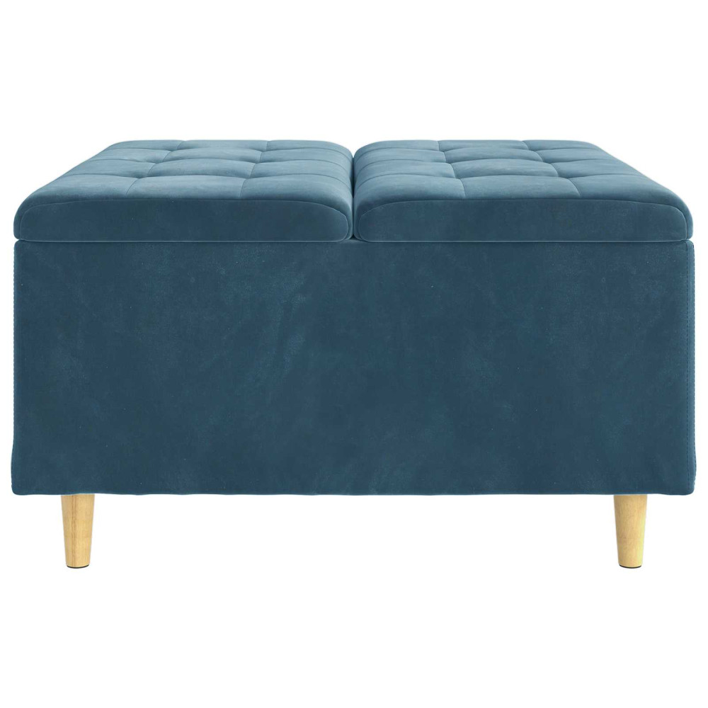 Produktbild för Förvaringspall med kudde Blå 80 x 80 x 45 cm Sammet