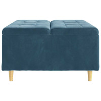 Produktbild för Förvaringspall med kudde Blå 80 x 80 x 45 cm Sammet