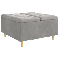 Produktbild för Förvaringspall med kudde Ljusgrå 80 x 80 x 45 cm Sammet