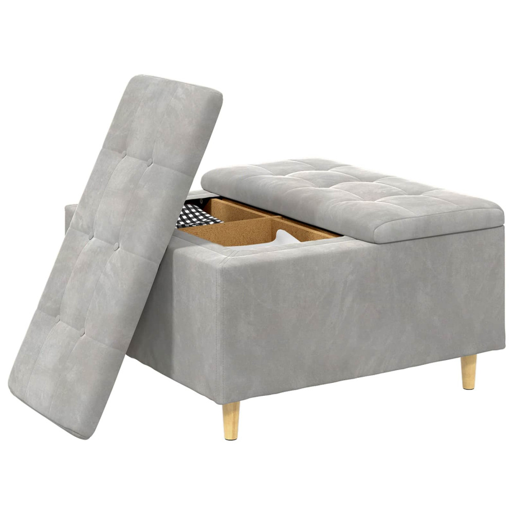 Produktbild för Förvaringspall med kudde Ljusgrå 80 x 80 x 45 cm Sammet