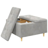 Produktbild för Förvaringspall med kudde Ljusgrå 80 x 80 x 45 cm Sammet
