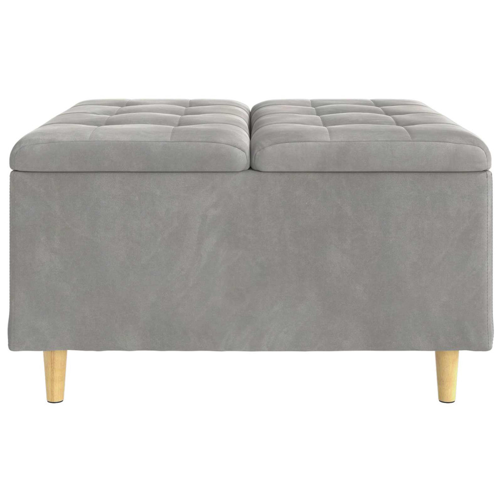 Produktbild för Förvaringspall med kudde Ljusgrå 80 x 80 x 45 cm Sammet