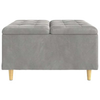 Produktbild för Förvaringspall med kudde Ljusgrå 80 x 80 x 45 cm Sammet