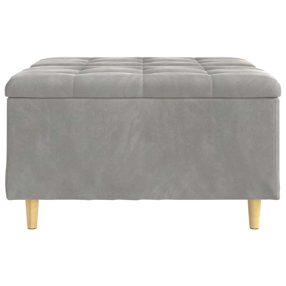 Produktbild för Förvaringspall med kudde Ljusgrå 80 x 80 x 45 cm Sammet