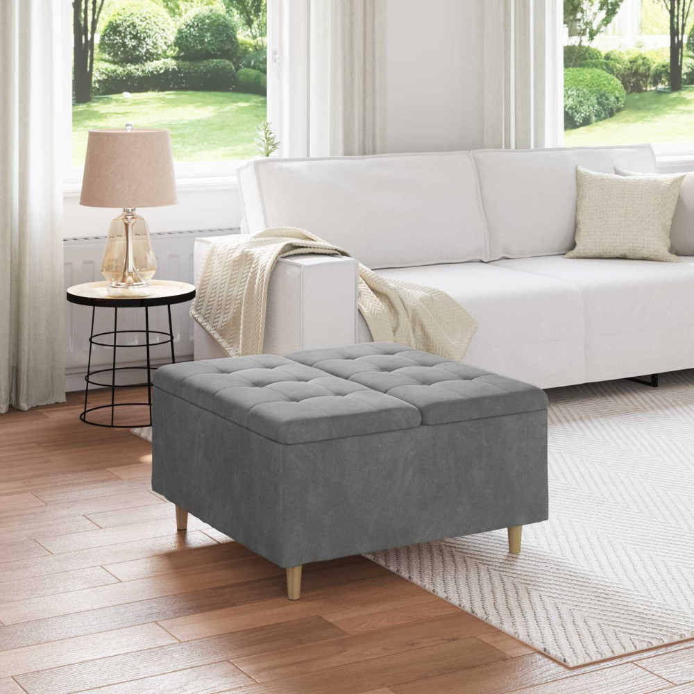 Produktbild för Förvaringspall med kudde Mörkgrå 80 x 80 x 45 cm Sammet