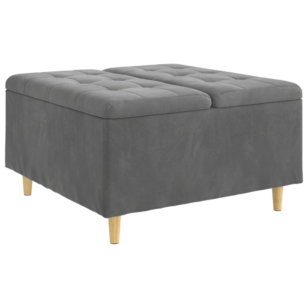 Produktbild för Förvaringspall med kudde Mörkgrå 80 x 80 x 45 cm Sammet
