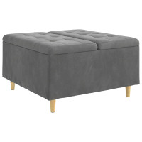 Produktbild för Förvaringspall med kudde Mörkgrå 80 x 80 x 45 cm Sammet