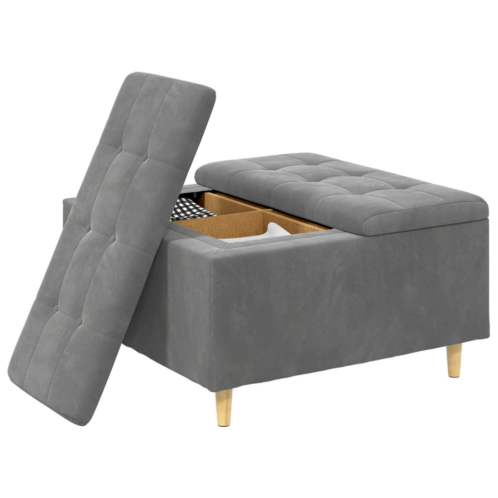 Produktbild för Förvaringspall med kudde Mörkgrå 80 x 80 x 45 cm Sammet