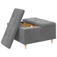 Produktbild för Förvaringspall med kudde Mörkgrå 80 x 80 x 45 cm Sammet