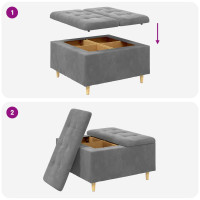 Produktbild för Förvaringspall med kudde Mörkgrå 80 x 80 x 45 cm Sammet
